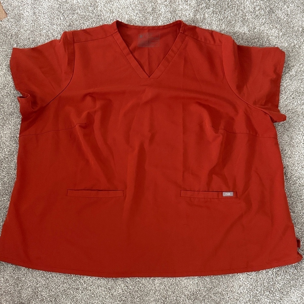 Figs Women's V-Neck Scrub Top in Burnt Orange